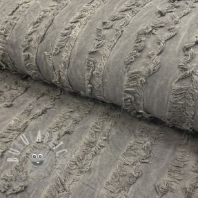 Tessuto di cotone con lino Vintage Fringe Stripe grey