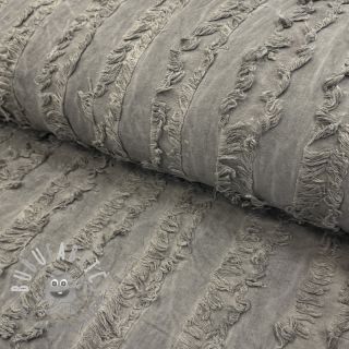 Tessuto di cotone con lino Vintage Fringe Stripe grey