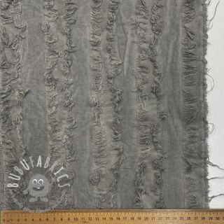 Tessuto di cotone con lino Vintage Fringe Stripe grey