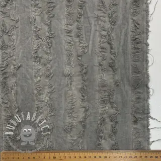 Tessuto di cotone con lino Vintage Fringe Stripe grey