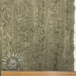 Tessuto di cotone con lino Vintage Fringe Stripe army