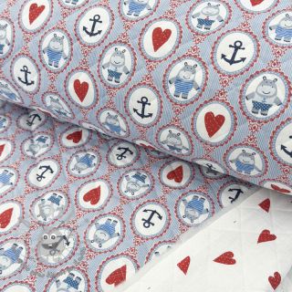 Tessuto di cotone QUILTING Titouan bleu