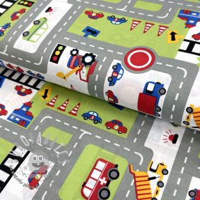 Tessuto di cotone Cars on the road design C
