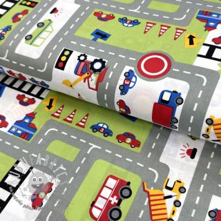 Tessuto di cotone Cars on the road design C