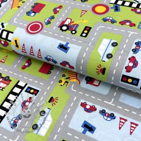 Tessuto di cotone Cars on the road design A