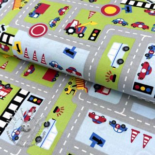 Tessuto di cotone Cars on the road design A