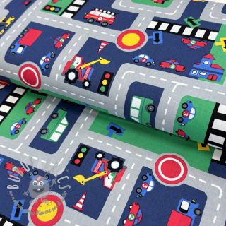 Tessuto di cotone Cars on the road design B
