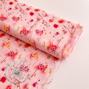 Viscosa RAYON POPLIN Pink flowers design F digital print