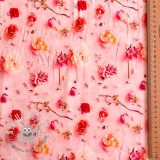 Viscosa RAYON POPLIN Pink flowers design F digital print