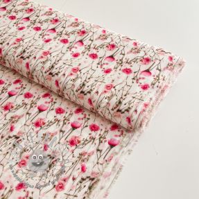 Viscosa RAYON POPLIN Pink flowers design A digital print