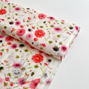 Viscosa RAYON POPLIN Pink flowers design C digital print