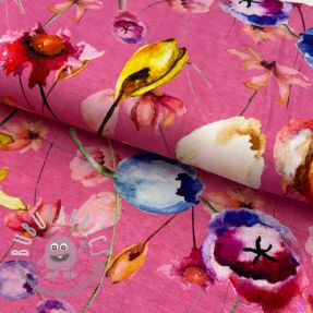 Jersey VISCOSE LYCRA HEAVY Mixed flowers pink digital print