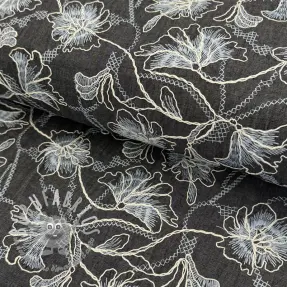 Tessuto di cotone JEANS EMBROIDERY Lisa design C