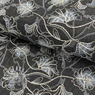 Tessuto di cotone JEANS EMBROIDERY Lisa design C