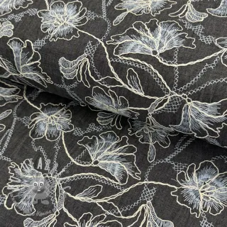 Tessuto di cotone JEANS EMBROIDERY Lisa design C