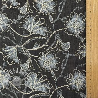 Tessuto di cotone JEANS EMBROIDERY Lisa design C