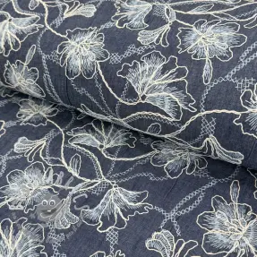Tessuto di cotone JEANS EMBROIDERY Lisa design A