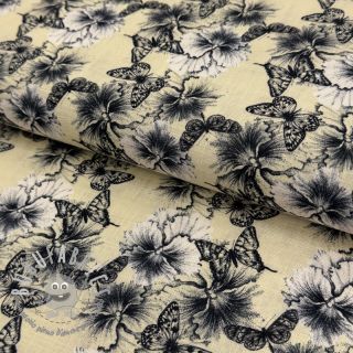 Viscosa con lino Hibiscus digital print