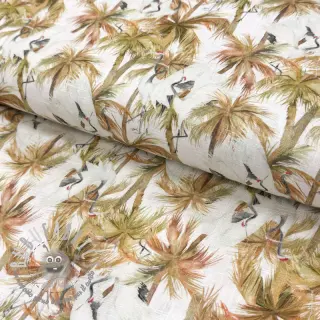Viscosa con lino Crane bird design A digital print