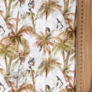 Viscosa con lino Crane bird design A digital print