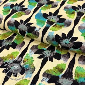 Viscosa con lino Artificial flower design A digital print