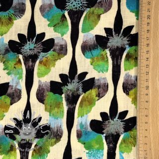 Viscosa con lino Artificial flower design A digital print