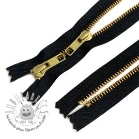 Cerniera metallica non divisibile con doppio cursore 72 cm black/gold