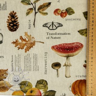 Tessuto decorativo premium Linenlook Fall Harvest Recipe digital print