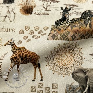 Tessuto decorativo premium Linenlook Wildlife Safari Trip digital print