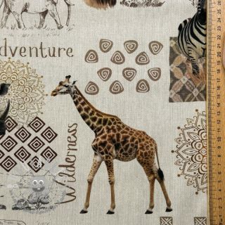 Tessuto decorativo premium Linenlook Wildlife Safari Trip digital print