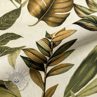 Tessuto decorativo premium Linenlook Botanic Bold Leaf digital print