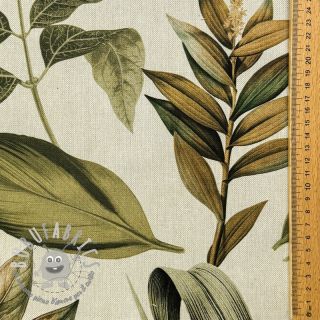 Tessuto decorativo premium Linenlook Botanic Bold Leaf digital print