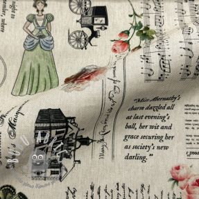 Tessuto decorativo premium Linenlook Regal Newspaper digital print