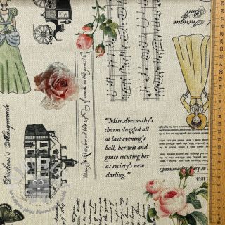Tessuto decorativo premium Linenlook Regal Newspaper digital print