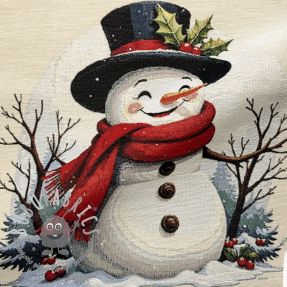 Tessuto decorativo GOBELIN PREMIUM Happy Snowman PANEL