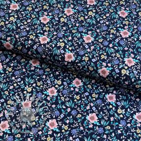 Tessuto di cotone Flowers Tara navy design B digital print