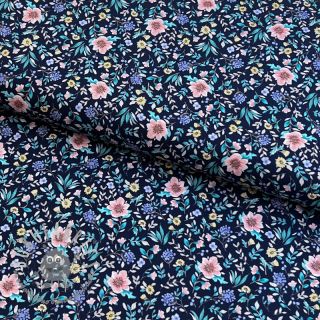 Tessuto di cotone Flowers Tara navy design B digital print