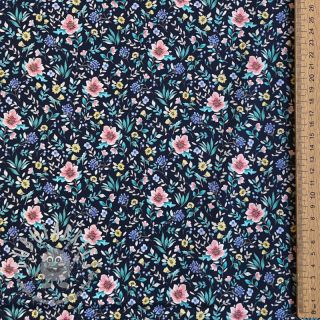 Tessuto di cotone Flowers Tara navy design B digital print