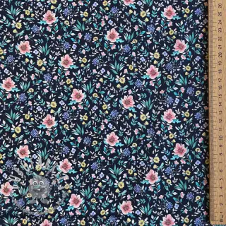 Tessuto di cotone Flowers Tara navy design B digital print