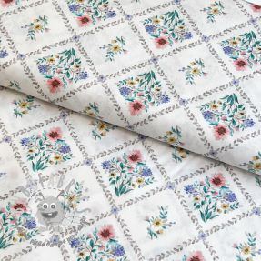 Tessuto di cotone Flowers Tara off white design A digital print