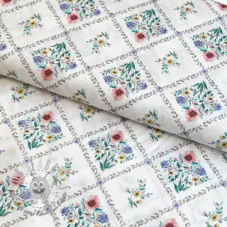 Tessuto di cotone Flowers Tara off white design A digital print