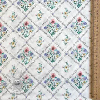 Tessuto di cotone Flowers Tara off white design A digital print