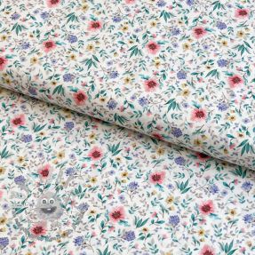 Tessuto di cotone Flowers Tara off white design B digital print