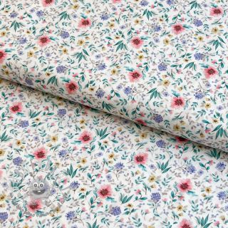 Tessuto di cotone Flowers Tara off white design B digital print
