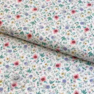 Tessuto di cotone Flowers Tara off white design B digital print