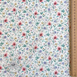 Tessuto di cotone Flowers Tara off white design B digital print