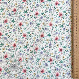 Tessuto di cotone Flowers Tara off white design B digital print