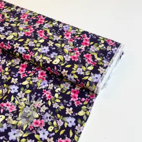 Viscosa RADIANCE Flower Uma navy digital print
