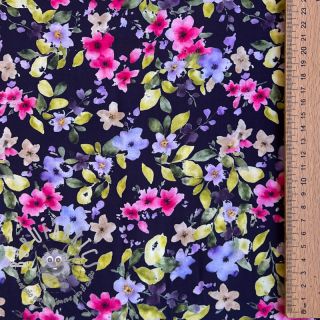 Viscosa RADIANCE Flower Uma navy digital print