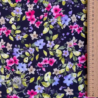 Viscosa RADIANCE Flower Uma navy digital print